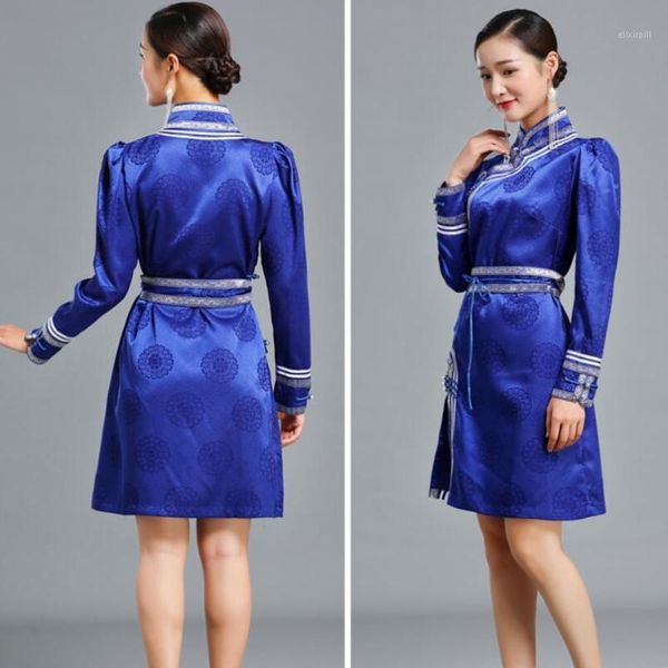 

ethnic clothing women traditional mongolian festival costume vintage gown elegant oriental cheongsam silk blend qipao1, Red