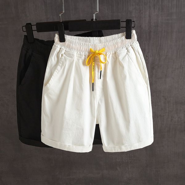 

summer men's casual shorts capris solid versatile pants, White;black