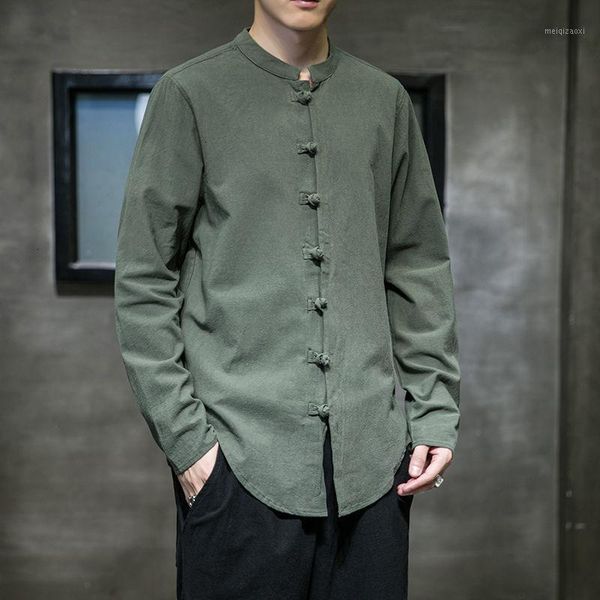 

neploha men's chinese style shirt cotton linen shirt solid color casual oversize man clothing autumn winter new man shirts1, White;black