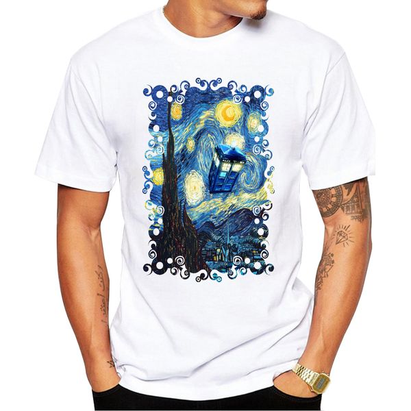 

2018 new fashion blue phone booth printed hipster starry the night cool short sleeve sport hooded sweatshirt hoodie t shirt