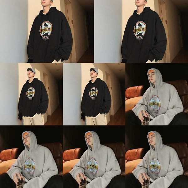 

690q3 мужская толстовка и осенью тонкий новое пальто студент пальто балахон 2020 корейский осень мужская весна пара моды 0sc8m, Black