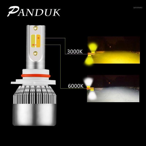

panduk 2 pcs car headlight bulb h1 led h3 h4 h7 h1 led super bright 3000k 6000k double color headlamp h11 9005 9006 4 8801