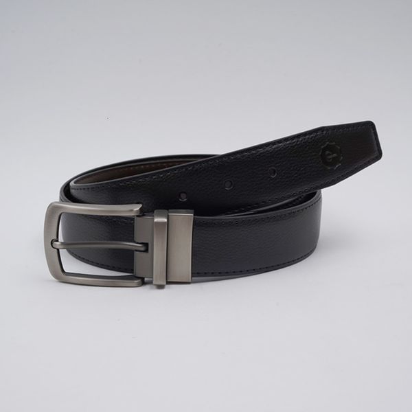 

chao brand men's leather double side use trouser pin buckle versatile business leisure youth belt, Black;brown