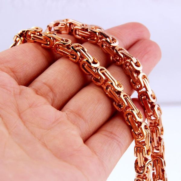 Ketten Roségold 316L Edelstahl Schmuck Online Mode Royal Byzantine Box Chain Halsketten für Männer Frauen Hip Hop Rapper Choker