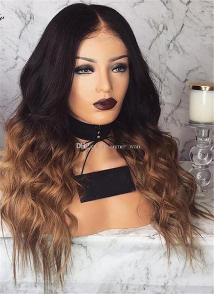 

pre plucked full lace human hair wigs with baby hair130% brazilian remy hair ombre lace wigs bleached knots women wigs, Black;brown