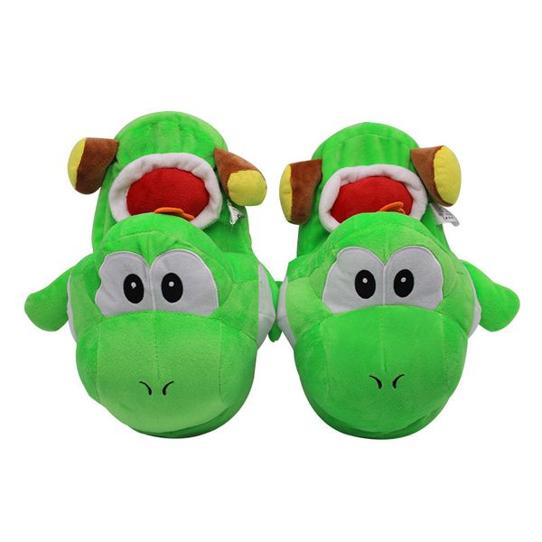

28cm super mario bros yoshi plush stuffed slippers warm winter indoor shoes for adults 201103, Black