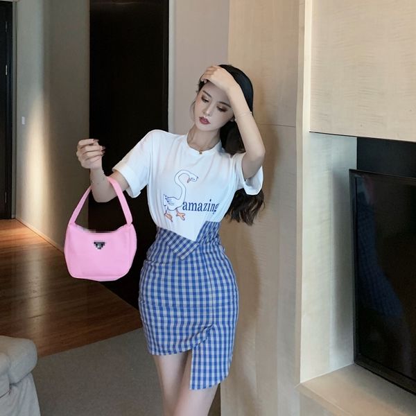 

2021 t-shirt summer new print short sleeve female shirt loose qr42, Gray