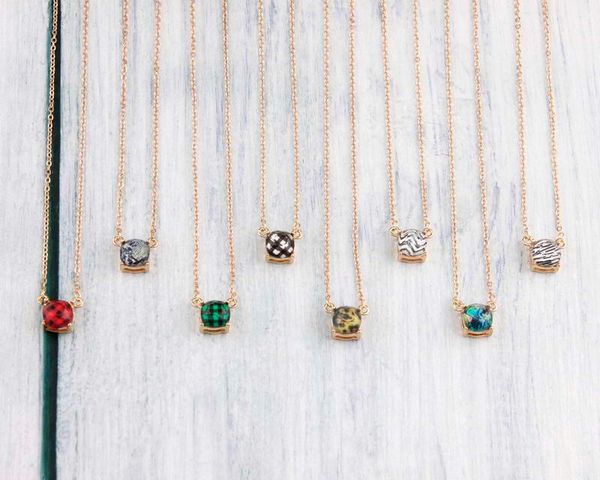 

pendant necklaces zwpon rainbow square acrylic resin necklace leopard printed gold plating for woman jewelry wholesale, Silver