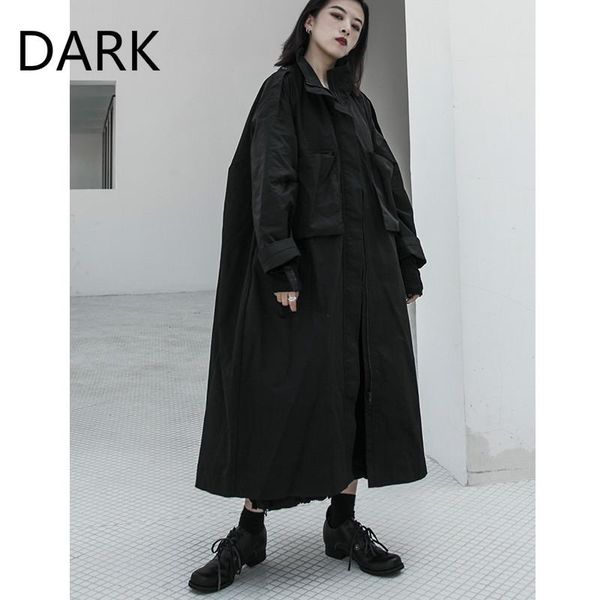 

women's down & parkas [dark] plus velvet dark black mountain wind windbreaker padded coat long over the knee large version yohji jacket
