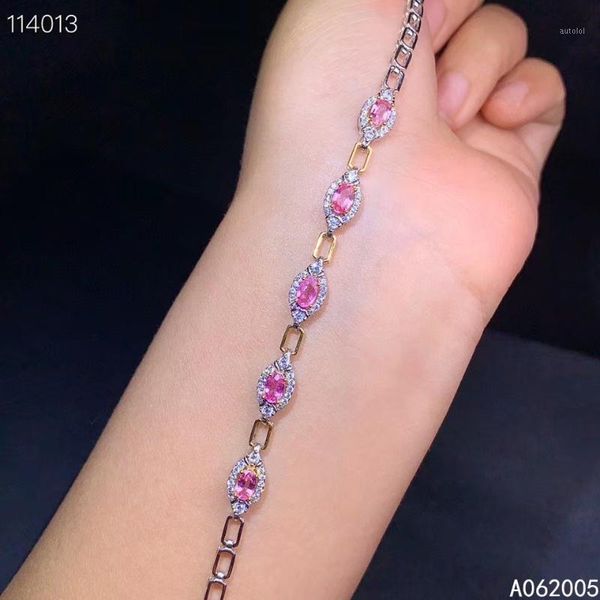 

kjjeaxcmy fine jewelry 925 sterling silver inlaid pink sapphire women hand bracelet classic support test selling1, Golden;silver