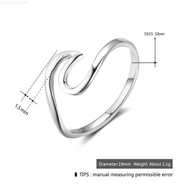 

accessories 925 sterling silver ocean wave ewelry rings for women simple female finger ring wedding bands fashion jewe