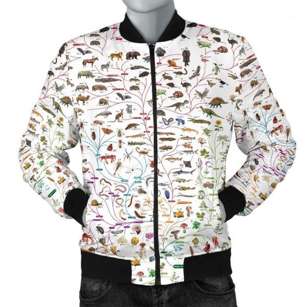 

men's bomber jacket evolutionary all animals 3d printed thick winter long sleeve pocket outwear warm zip jacket1, Black;brown