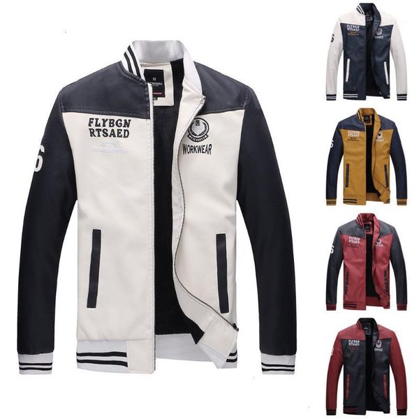 

2019 men's leather jackets autumn new casual motorcycle men's autumn winter fashion casual stand collar leather coat m-3xl1, Black;brown