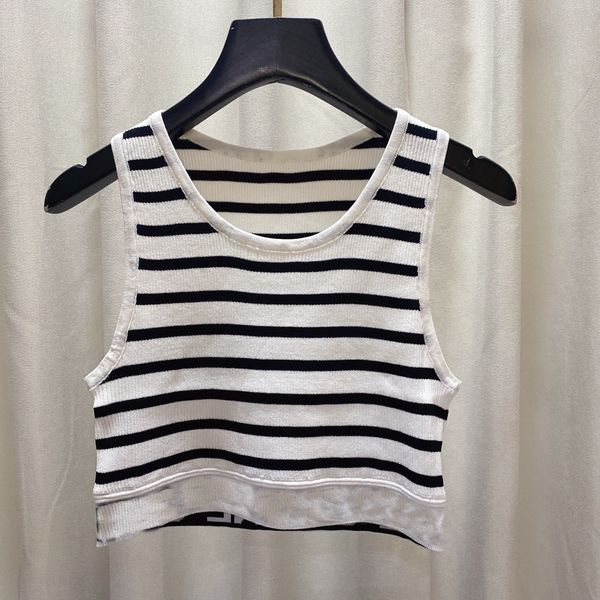 

tanks stripe women's knit vest female style with spice girl letter short sleeveless jacket, White