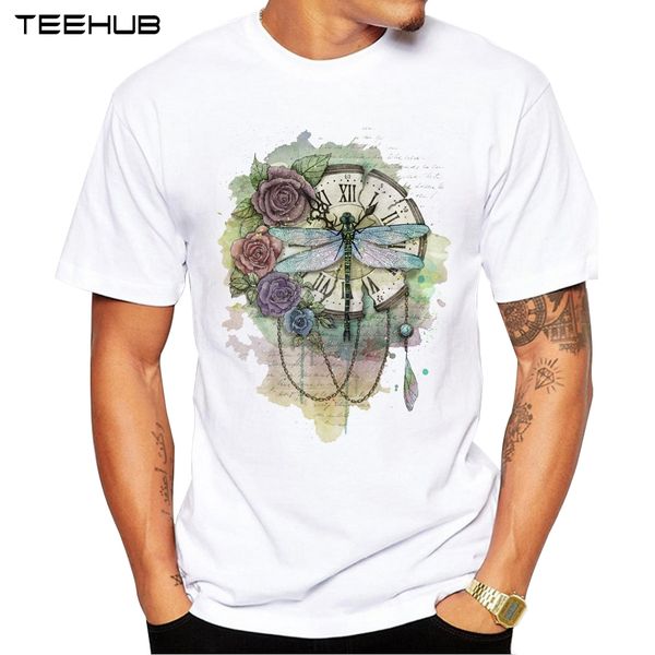 

fashion time flies ретро дизайн коротким рукавом повседневный tops урожай dragonfly на часы мужской смешные прохладный спорт толстовка с кап