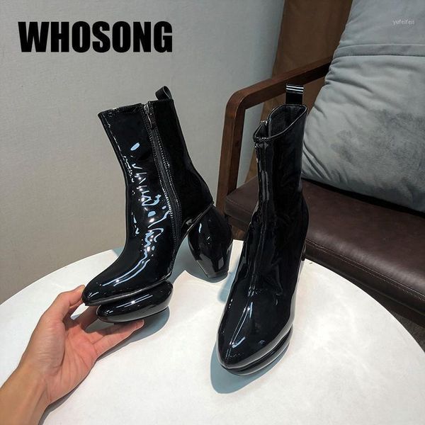 

women boots ladies patent leather shoes woman strange heels female fashion pointed toe brand boots girls casual botas new1, Black
