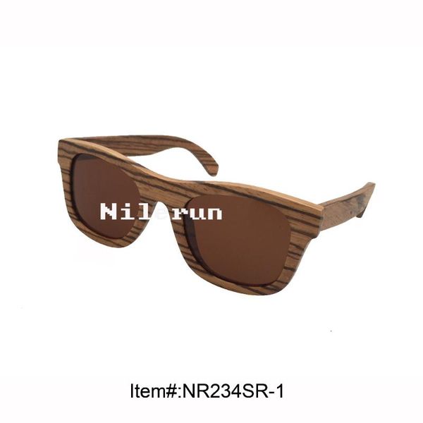 

popular zebra wood sunglasses with brown polarized lens, White;black
