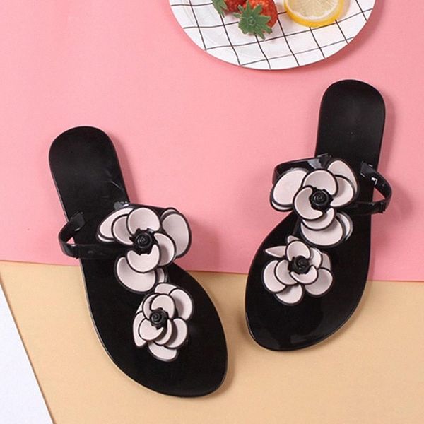 

women slippers flowers flip flats slides comfortable footwear female outside shoes summer flops women's beach drop shipping #9t2c, Black