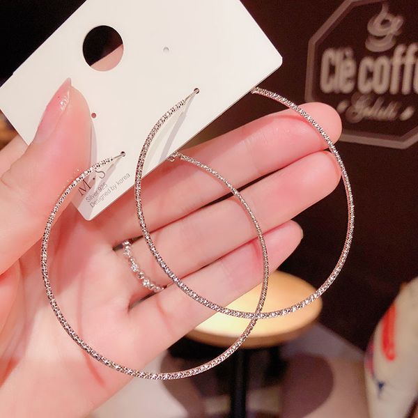 

fashion jewelry circle hoop earrings woman accesories boho diamond big new trendy silver needle designer earrings, Golden;silver