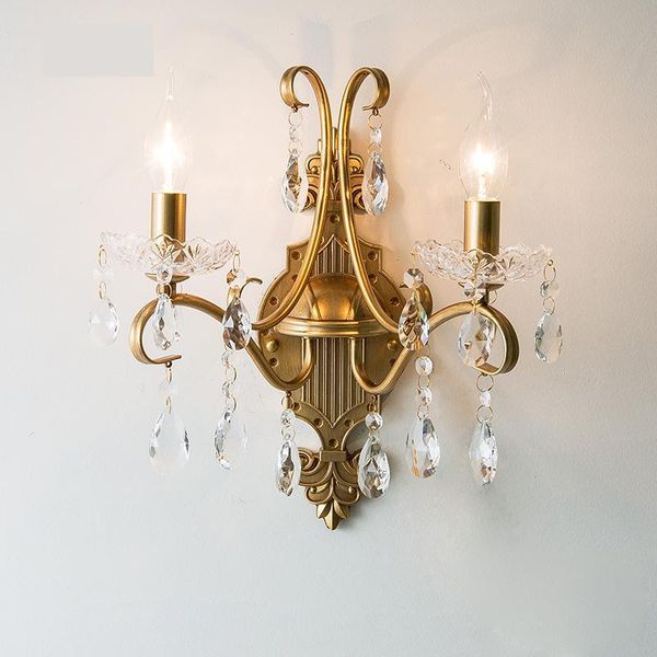 

american vintage crystal wall lamp led candle lighting living room l gold wall light bedroom mirror lights e14 vanity light