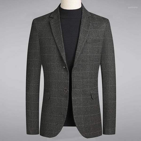 

isurvivor2020 men's plaid suit gentleman casual fashion gentleman one-piece suit slim youth popular single-breasted1, White;black