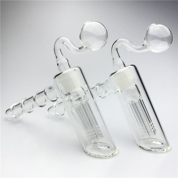 18 mm weiblicher Shisha Glass Hammer Ölbrenner Bong mit 6 Arm Filterrohr dicker Pyrex klarer Bubbler -Wasserrohre Mini Brenner Rohrbongs