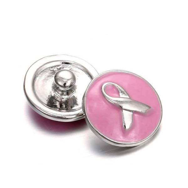 

10pcs 2018 new snap jewelry pink ribbon oil painting metal breast cancer snap jewelry fit snap b sqcjga dh_seller2010, Bronze;silver