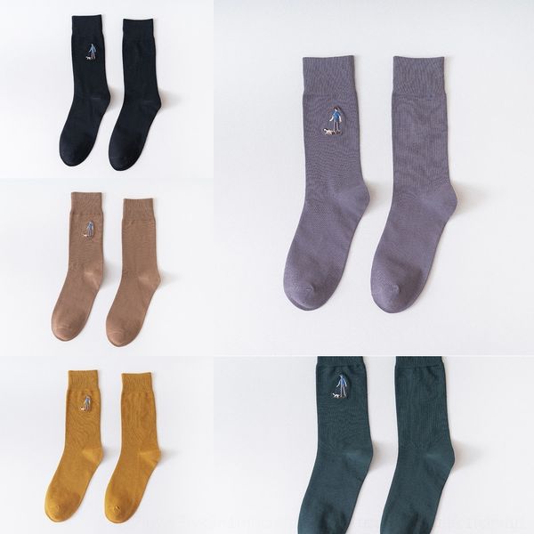 

jrrom men's mid-calf autumn multi-color winter new solid color ins trendy socks comfortable cotton and stockings cotton men's and, Black