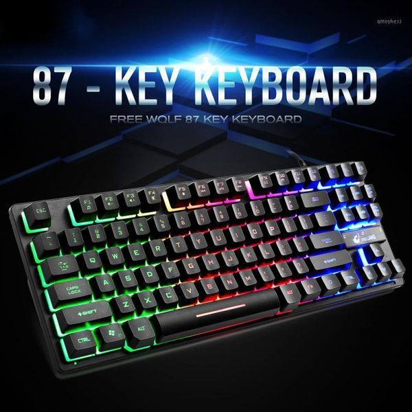 

stylish seven-color backlit keyboard 87-key mechanical keyboard rgb hybrid backlit led usb lapgaming1