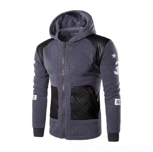 

wdtci autumn men's winter and hooded peeled coat sweater new printing men's sweater coat letter w4pvu, Black