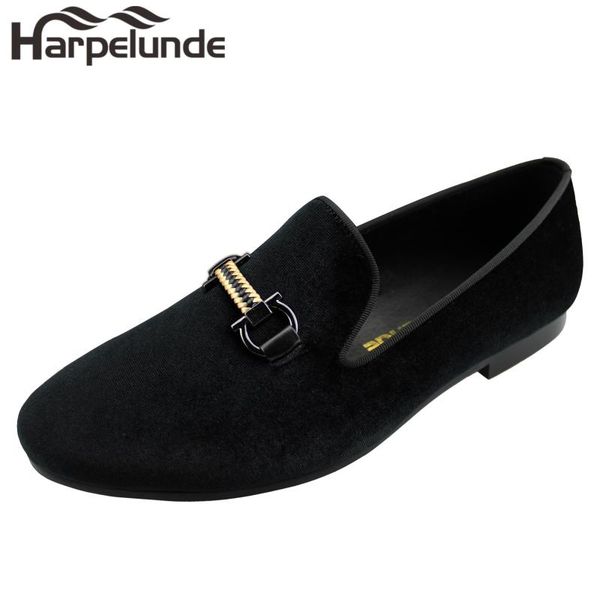 

harpelunde formal shoes men black velvet loafers with woven buckle