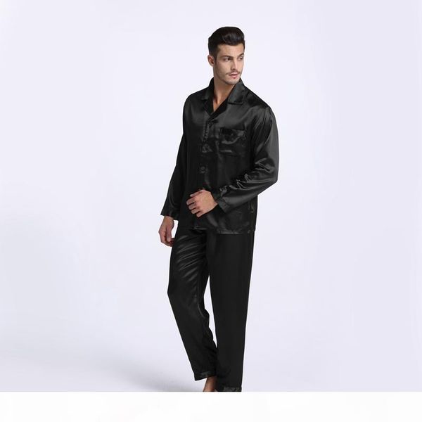 

tony&candice men's stain silk pajama set men pajamas silk sleepwear men modern style soft cozy satin nightgown summer, Black;brown