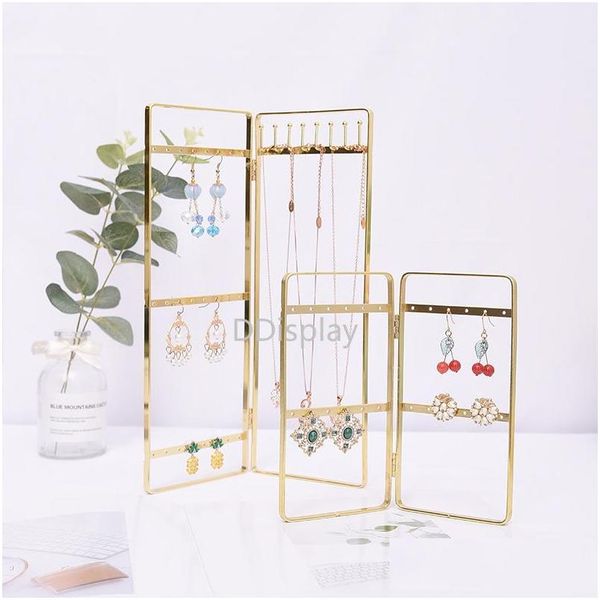 

ddisplay]vintage style earring ladder jewelry stand window display gold necklace jewelry storage bracelet metal jewelry display 0dfcb, Black