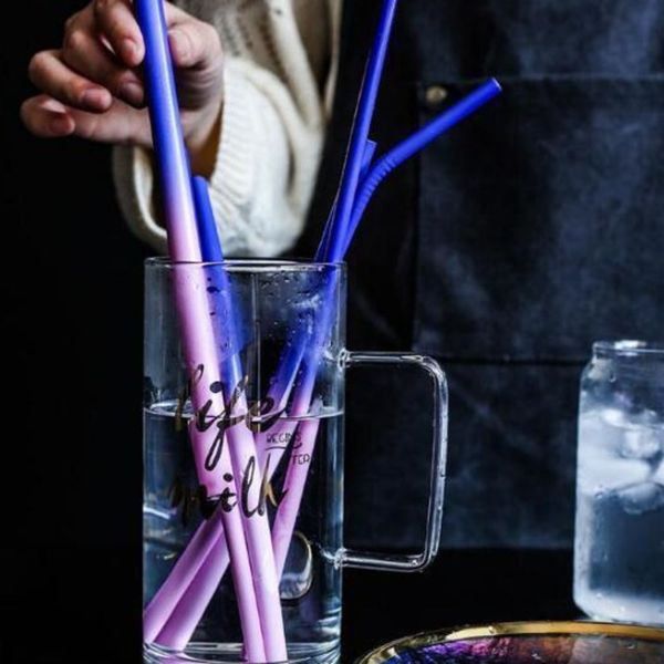 

a-a-stainless steel induction temperature color change reusable metal drinking straws bar accessories dhb649