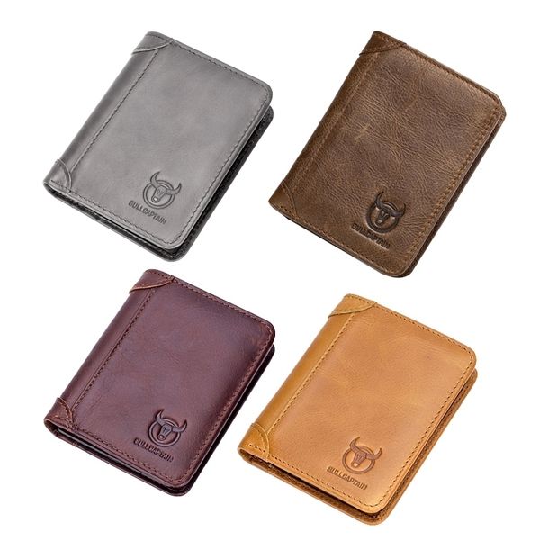 

bullcaptain men retro leather short anti-theft brush wallet business casual multifunction card holder