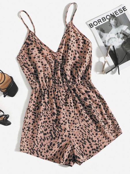 

allover print cami romper x3db#, White