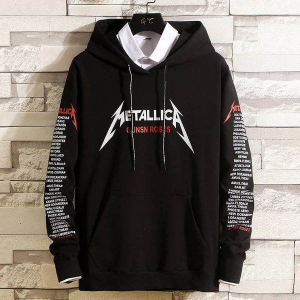 

high street mens hoodie sweatshirt hip hip letter print harajuku hoodie streetwear autumn winter casual black pullover