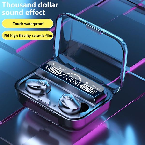 

mini wireless headphones earphones bluetooth 5.1 tws touch control with microphone sport headset noise cancel hifi sound 2000mah