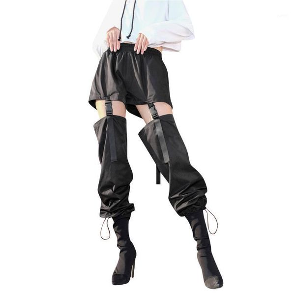

2020 new summer jeans woman pants casual solid pants pockets loose mid-waist cargo trousers denim jean femme #251, Black;white