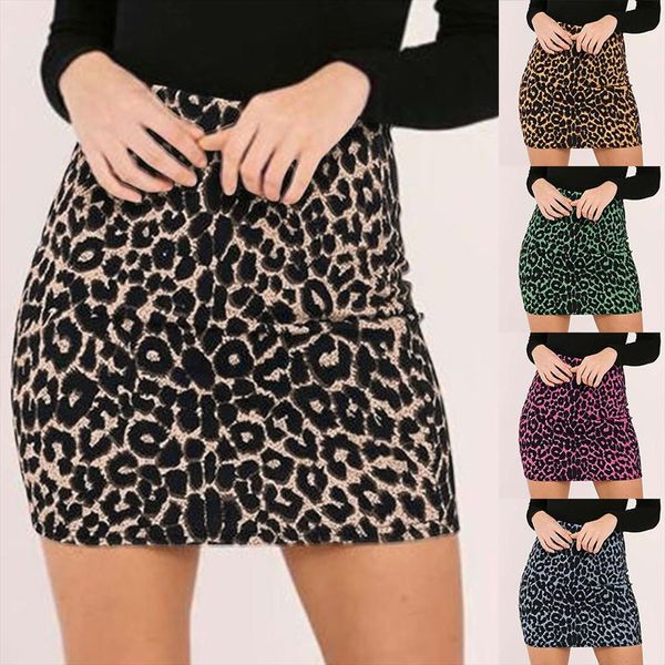

ropa mujer womens leopard printed skirt high waist pencil hip mini skirt skirts womens, Black