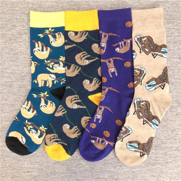 

mid calf crew funny sloth socks lazy slow animal perezoso folivora bradypod bradypode bradypus choloepus languid sleeping1, Black