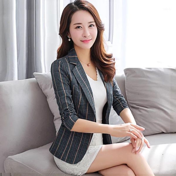 

striped small suit jacket korean slim women's 2020 autumn new fashion long-sleeved casual short suit1, White;black