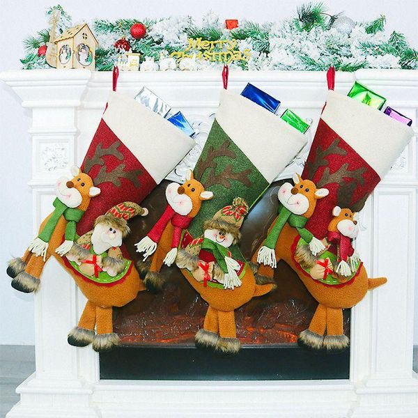 

christmas decorations santa claus & snowman reindeer gift presents socks stockings bags for home xd202261