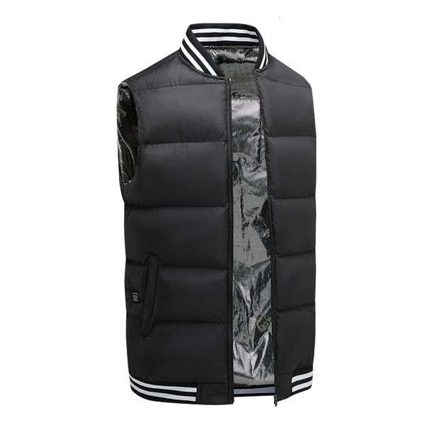 

men's autumn and winter korean casual solid color heat vest youth thickened slim cotton jacket, Black;white