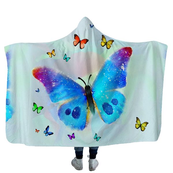 

plush home office hooded blanket child washable warm sofa cloaks cap butterfly planet printed polyester throw blankets vtky2081