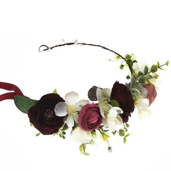 

bride flowers crown festival headband women hair accessories headdress bridesmaid girl floral garland wedding floral qyldzl