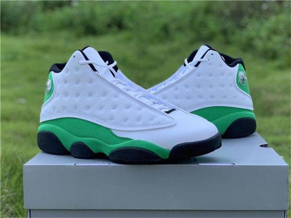 

13 lucky green basketball shoes white black 3m reflective 13s db6537 -113 real carbon fiber authentic sneakers size 7 -13