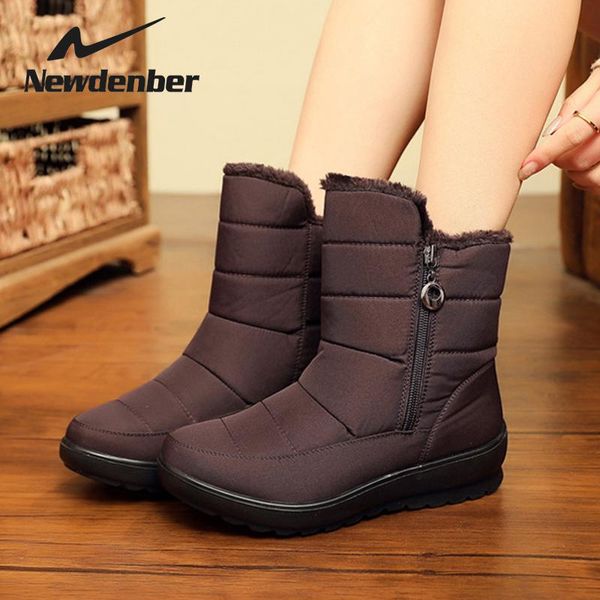 

waterproof boots women winter snow boots warm plush fur ankle casual ladies shoes for women booties ankle plus size, Black