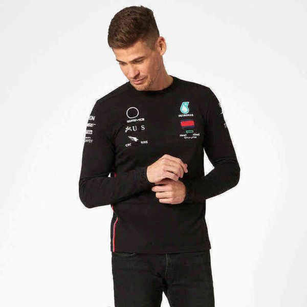 

luxury mens brand petronas sweatshirts t shirts mercedes f1 formula one racing women casual long sleeve t-shirts benz lewis hamilton team wo, White;black
