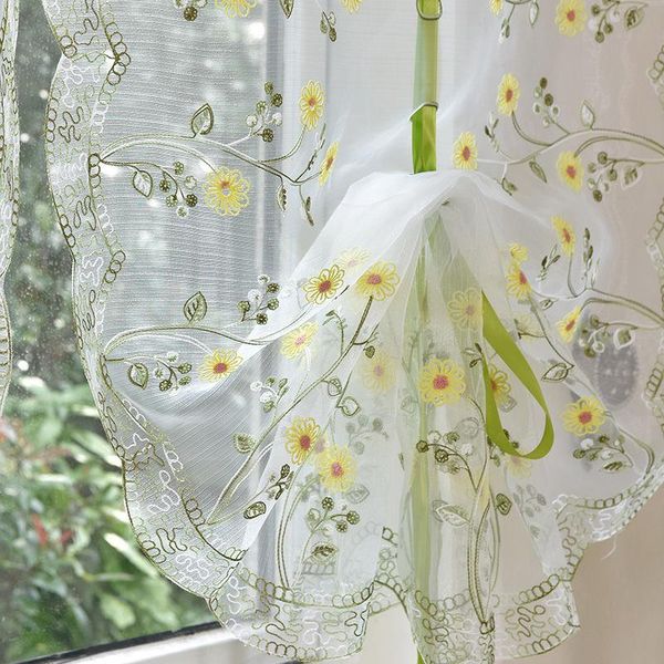 

paste no punch curtain living room roman blind bedroom blackout short window curtains embroidered tulle curtain home decor